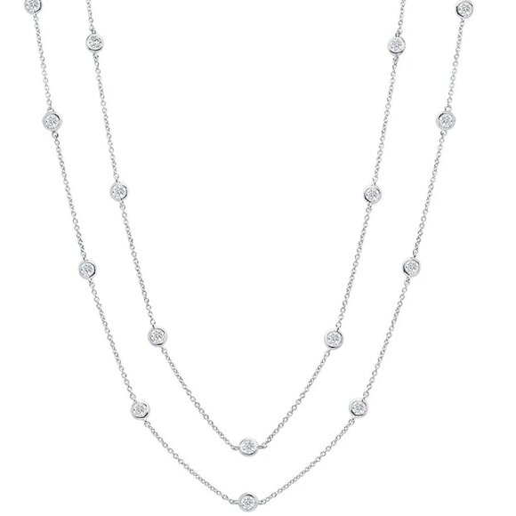 CRISLU 36" Station Necklace Finished in Platinum CZ - Picture 1 of 3